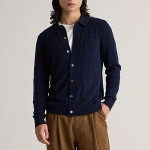 Quince Men's Mongolian Cashmere Button Down Sweater Navy Cardigan, Sz L, NWT